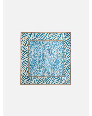 MC2 Saint Barth Kitana Pure Silk Foulard With Animal Print - Blu