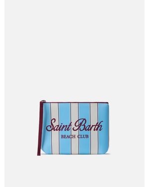 MC2 Saint Barth Aline Scuba Pouch With Light Stripes And Beach Club Logo - Blu