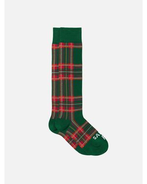 MC2 Saint Barth Boy Long Socks With Tartan Jacquard - Verde