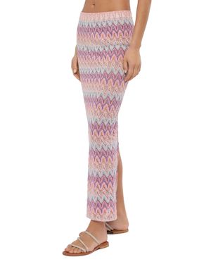 MC2 Saint Barth Caytlin Long Raschel Skirt With Pastel Chevron Pattern - Pink