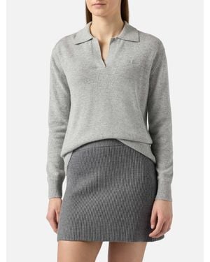 MC2 Saint Barth Grauer Melange-Pullover Eze Für Damen Mit Polokragen
