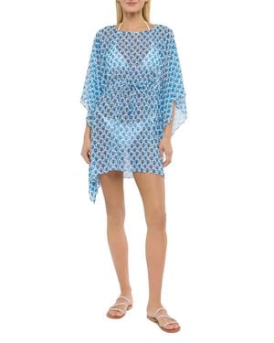 MC2 Saint Barth Kaftan Iria Aus Baumwolle Und Seide Mit Blumendruck - Blau