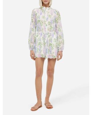 MC2 Saint Barth Julian Sangallo – Playsuit Aus Spitze Und Baumwolle Mit Blumendruck - Weiß