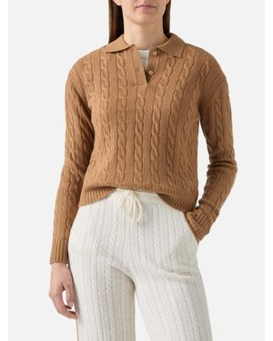 MC2 Saint Barth Savoy Soft-Touch Cable-Knit Merino Wool Polo Sweater - Neutro