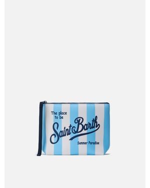 MC2 Saint Barth Light Aline Scuba Pouch With Stripes Pop Print - Blu
