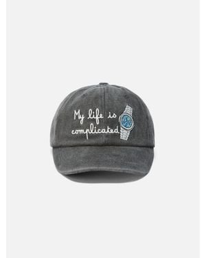 MC2 Saint Barth Davis Denim Baseball Cap With Life Complicated Embroidery - Grigio