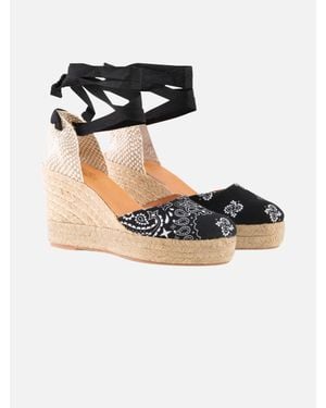 MC2 Saint Barth Espadrillas Mit Hohem Keilabsatz Und Knöchelspitze - Schwarz