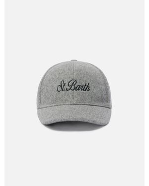 MC2 Saint Barth Melange Felt Baseball Cap With Logo Embroidery - Grigio
