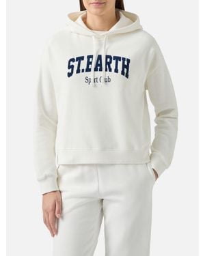 MC2 Saint Barth Mindy Cotton Hoodie With St. Barth Sport Club Print - Grigio