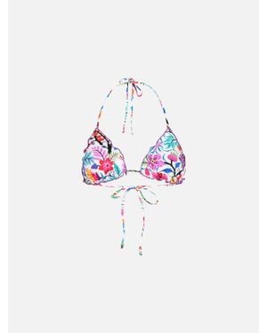 MC2 Saint Barth Damen-Triangel-Top Mit Blumenprint - Weiß