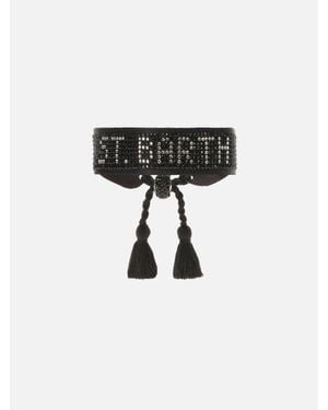 MC2 Saint Barth Fabric Bracelet With St. Barth Beaded Lettering - Nero