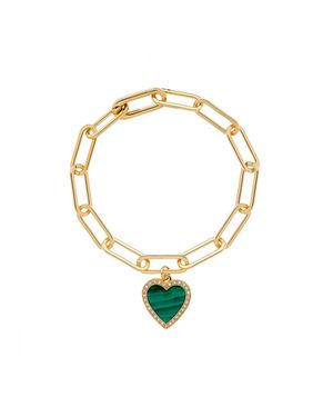 Melissa Odabash Malachite Heart Chain Bracelet - Metallic