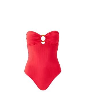 Odabash UK Cozumel Ribbed Swimsuit - Red