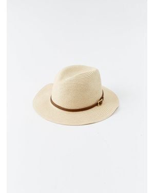 Melissa Odabash Fedora Tan Hat - White
