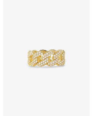 Michael Kors Mk Bague À Maillons Gourmette En Argent Sterling Plaqué En Métal Précieux Avec Pierres Pavées - Blanc