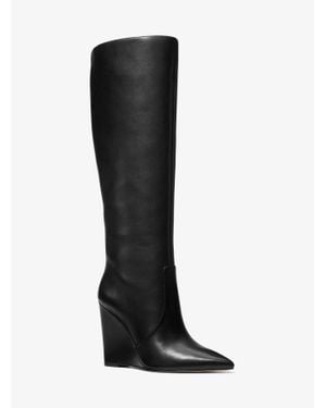 Michael Kors Botte Isra à semelle compensée en cuir - Noir