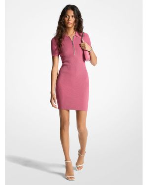 MICHAEL Michael Kors Mk Robe Polo Zippée En Maille Côtelée - Rouge