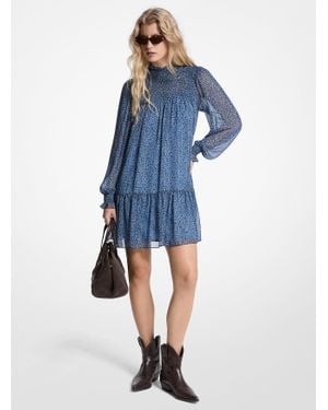 MICHAEL Michael Kors Mk Robe En Georgette À Motif Cachemire Métallisé - Bleu