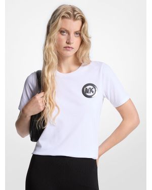 MICHAEL Michael Kors Mk T-Shirt En Jersey De Coton Avec Imprimé Breloque Logo - Blanc