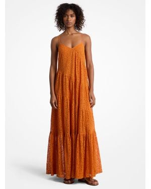 MICHAEL Michael Kors Mk Robe À Bretelles En Dentelle Fleurie À Plusieurs Niveaux - Orange