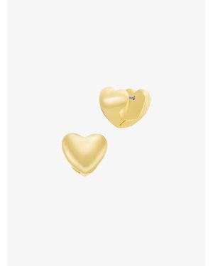 Michael Kors Mk Boucles D'Oreilles Huggies En Forme De Cœur Bombé - Blanc