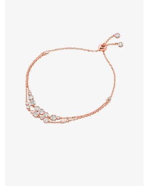 Michael Kors Mk Bracelet À Glissière Avec Pierres Serties En Argent Sterling Plaqué En Métal Précieux - Blanc