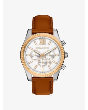 Michael Kors Mk Montre Lexington Bicolore Surdimensionnée En Cuir - Blanc