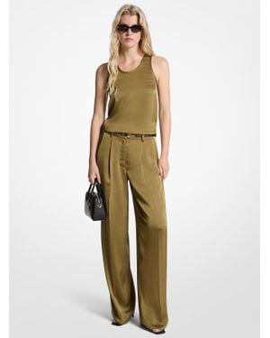 MICHAEL Michael Kors Mk Pantalon À Jambes Larges En Satin Drapé - Vert