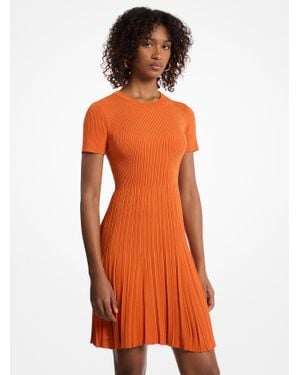 MICHAEL Michael Kors Mk Robe À Manches Courtes En Tricot Côtelé - Orange