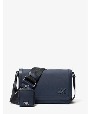 Michael Kors Mk Mini Sac À Bandoulière Edison En Cuir Grainé Avec Pochette - Bleu