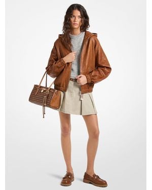 MICHAEL Michael Kors Mk Veste À Capuche En Cuir Texturé - Marron