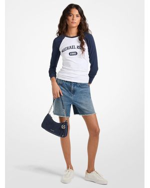 MICHAEL Michael Kors Mk T-Shirt De Baseball En Coton Extensible À Logo Graphique - Bleu