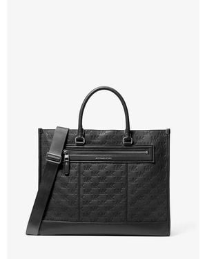 Michael Kors Mk Cabas Jet Set En Cuir À Logo En Relief - Noir