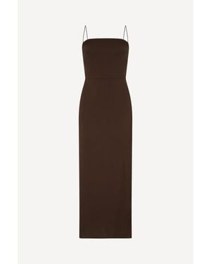 Michelle Corvane Chocolate Silk Blend Maxi Slip Slip Dress - Brown