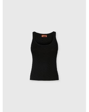 Missoni Stretch Chevron Cotton And Viscose Tank Top - Black