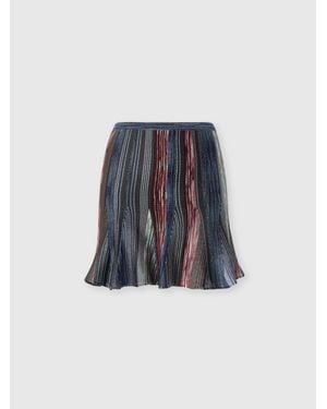Missoni Flared Space-Dye Viscose Lamé Mini Skirt - Blue