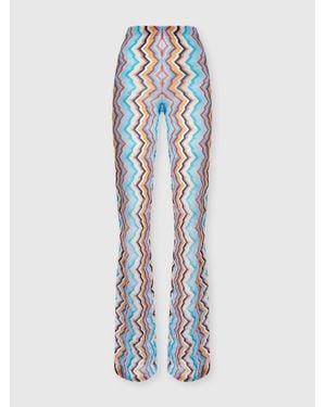 Missoni Pantalon Long Droit En Viscose, Femme, Taille - Bleu