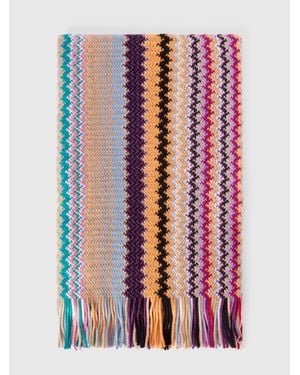 Missoni Pure Wool Scarf With Fringes - Pink