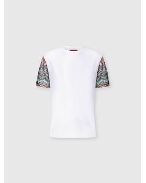 Missoni Short Sleeve T-Shirt With Snake Pattern Insert - White