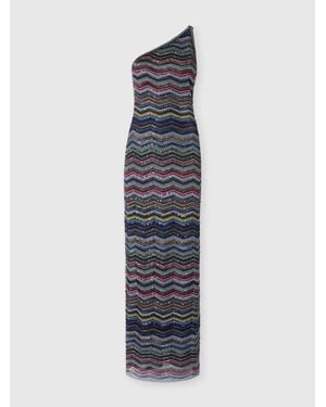 Missoni Vestido Largo Asimétrico Con Lentejuelas, Mujer, Talla - Azul