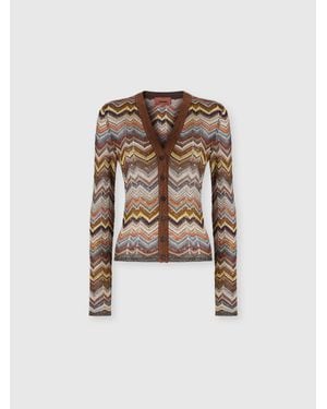 Missoni Slim Cardigan With Striped Chevron Motif - White