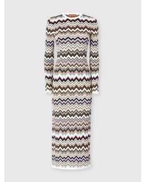 Missoni Chevron Viscose And Wool Midi Dress - White