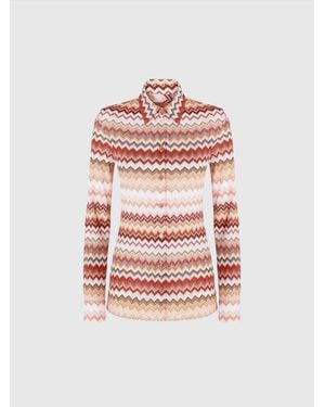 Missoni Shirt With Serrated Lamé Zig Zag Pattern - Pink