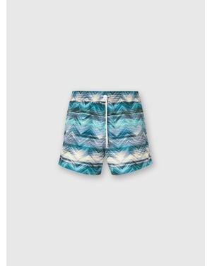 Missoni Boxer Mare Con Stampa Macro Zig Zag Dégradé, Uomo, Taglia - Blu