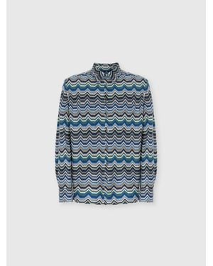 Missoni Long Sleeve Shirt With Geometric Zigzag - Blue