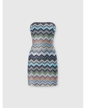 Missoni Mini-Robe En Viscose À Motif Chevron Et Serpent, Femme, Taille - Bleu