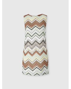 Missoni Sleeveless Chevron Viscose And Cotton Mini Dress - White