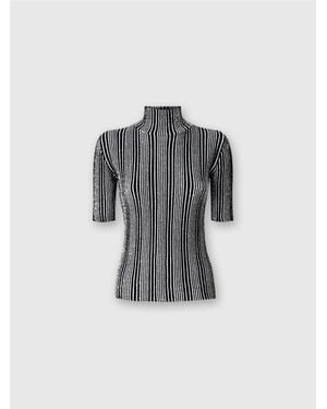 Missoni Short-Sleeved Striped Turtleneck With Sequins - Grey