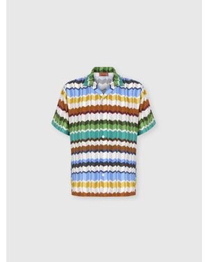 Missoni Zig Zag Viscose Bowling Shirt - Grey