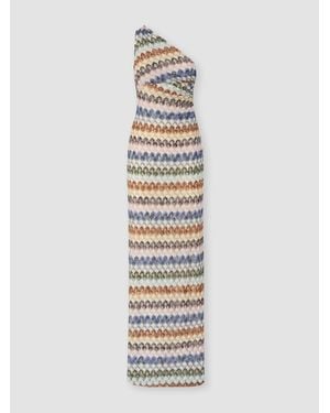 Missoni One-Shoulder Viscose Lamé Long Dress - White